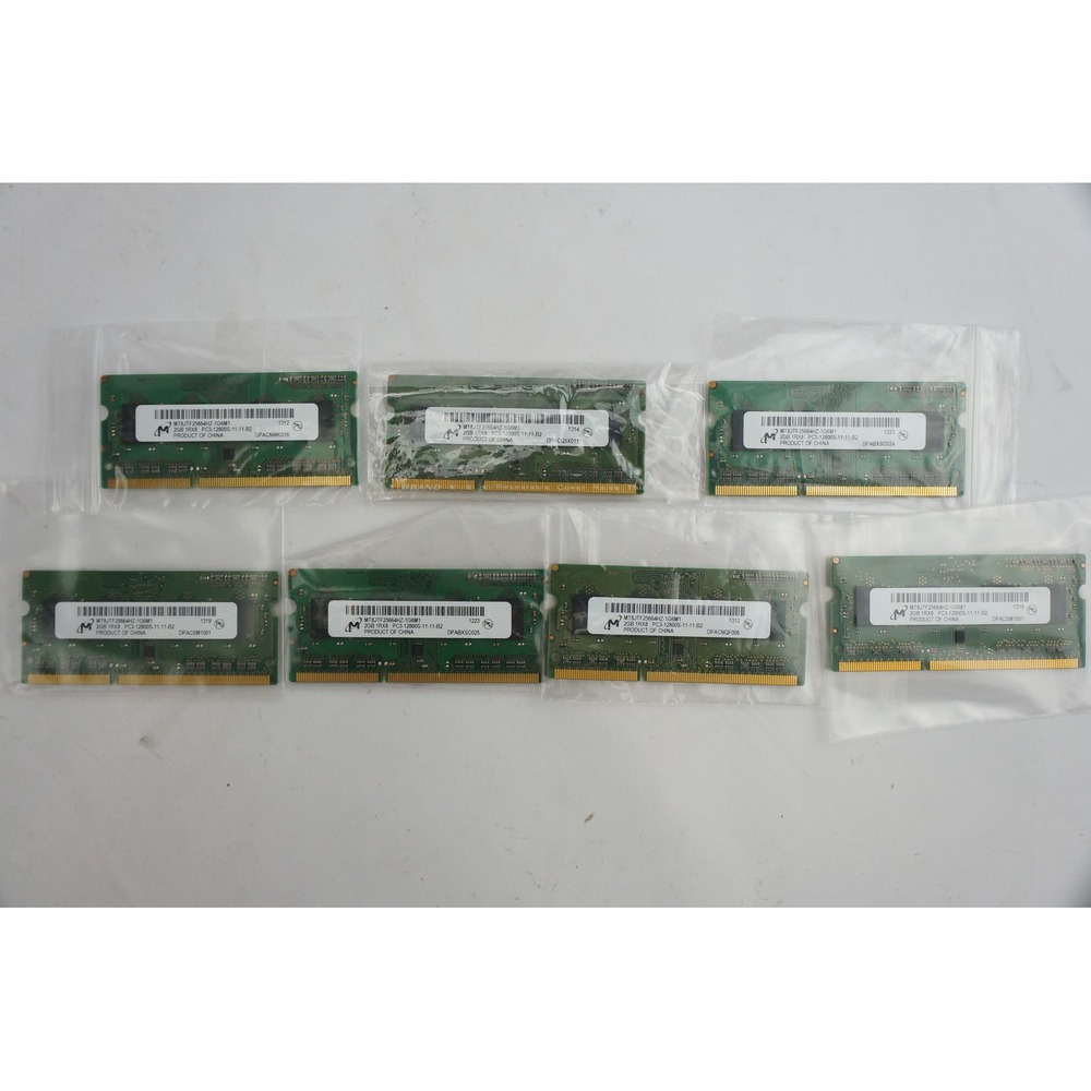 Micron 2GB‎ RAM Laptop 7pc Lot Green PC3-12800S DDR3 SO-DIMM EUC